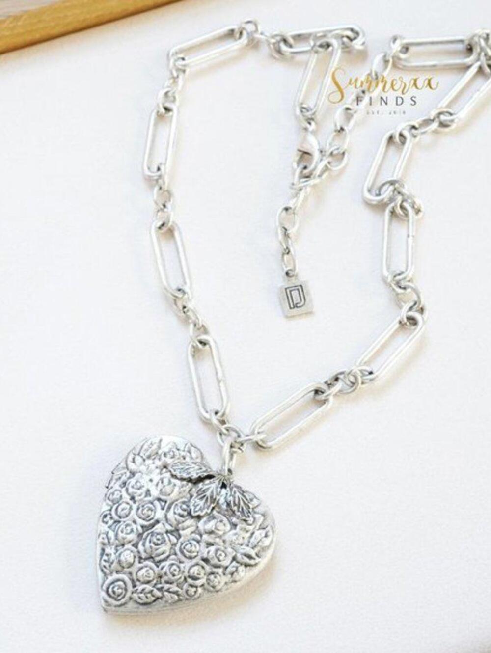 Dannijo Zinnia Heart Locket Pendant Chain Necklace